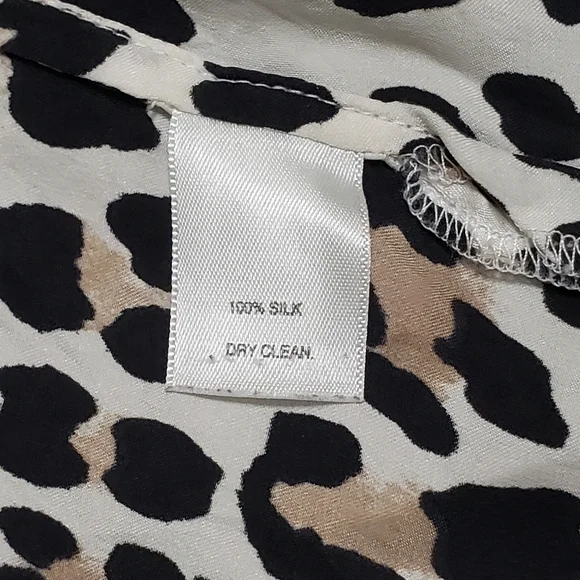 WHBM 100% Silk Leopard Print Sleeveless Blouse Sz XS Animal Print Mobwife - Picture 7 of 9